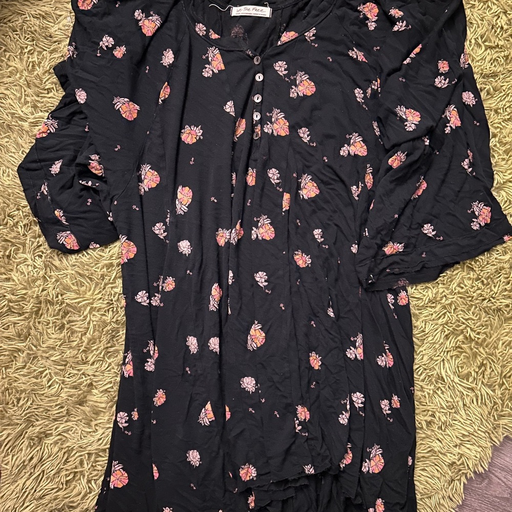 We The Free Black Floral Midi Dress